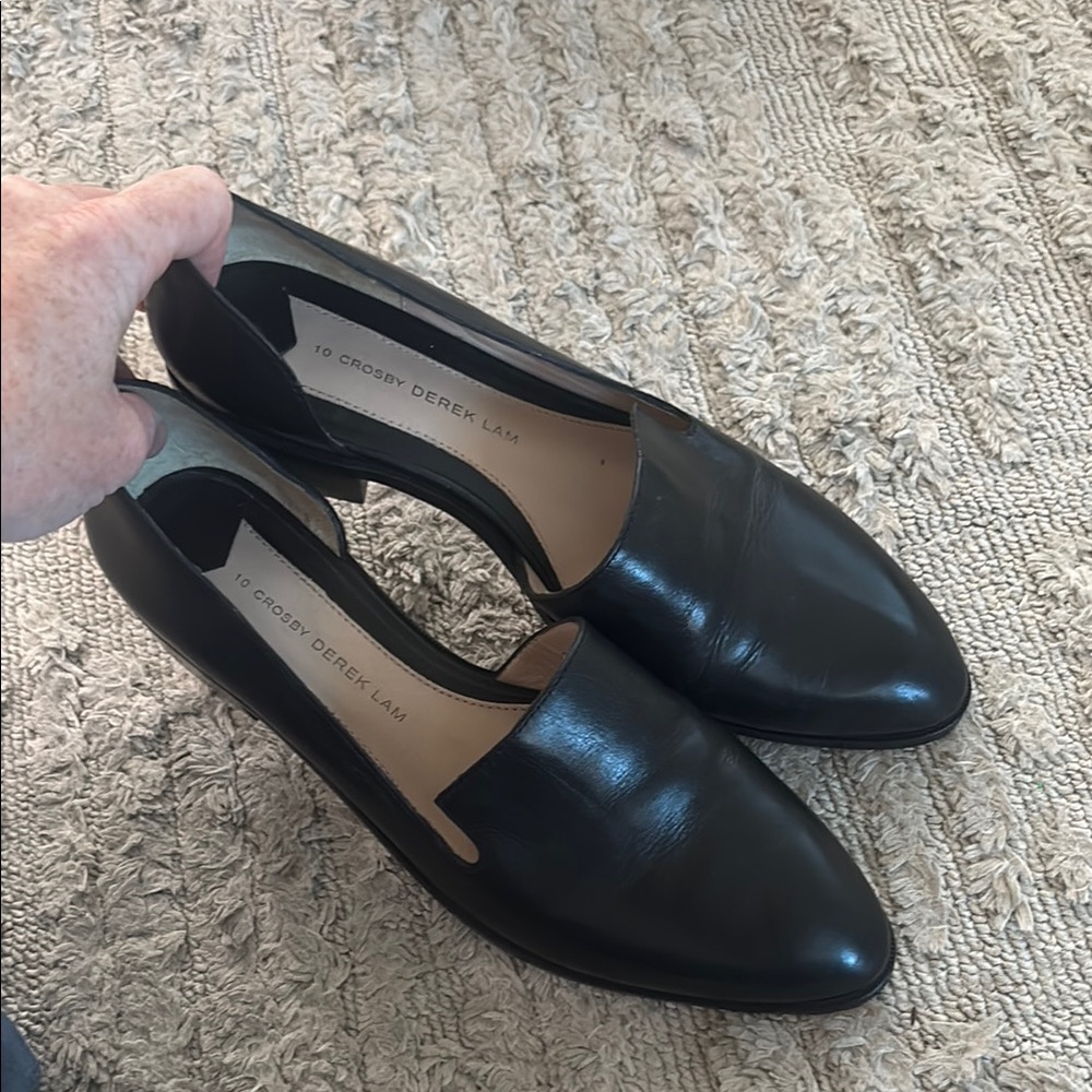 10 Crosby Derek Lam Black Leather Loafers